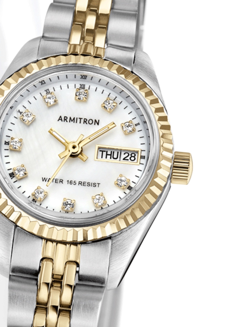 Armitron Minnie ELEGANT Watch Two-Tone Bracelet Watch - Pearl Dial CZ Numerals